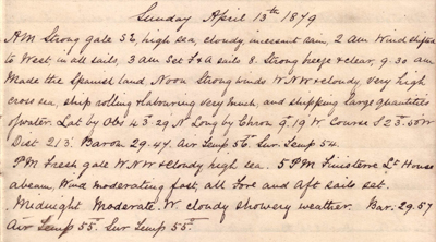 13 April 1879 journal entry